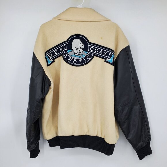 Vintage Porsha Winer West Arctic Coast Varsity Coat Jacket Large Polar Bear 90s - Picture 2 of 16